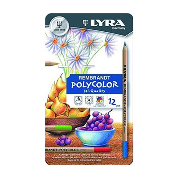 עפרונות צבעונים פוליקולור 12 קופסת פח LYRA - REMBRANDT