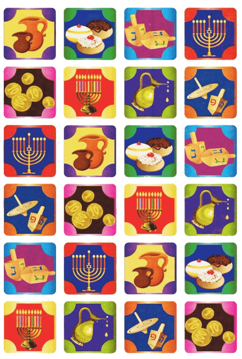 מדבקות סמלי חנוכה מרובעים