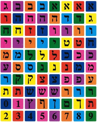 מדבקות אותיות דפוס עברית בריבוע