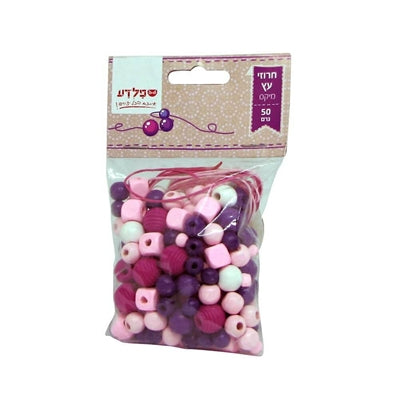 חרוזי עץ גוונים סגול ורוד