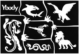 שבלונה לקעקועים A5 - חיות פרא