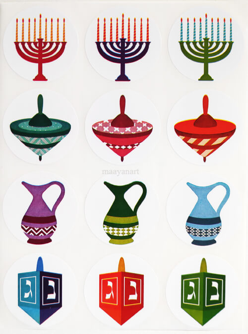 מדבקות סמלי חנוכה