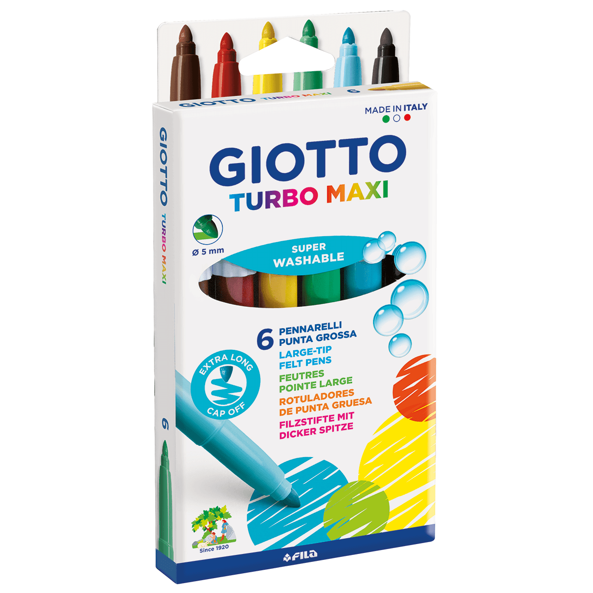 6 טושים עבים טורבו מקסי GIOTTO