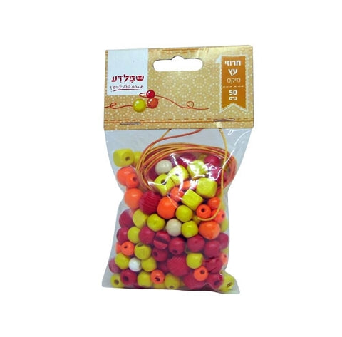 חרוזי עץ גוונים צהוב כתום