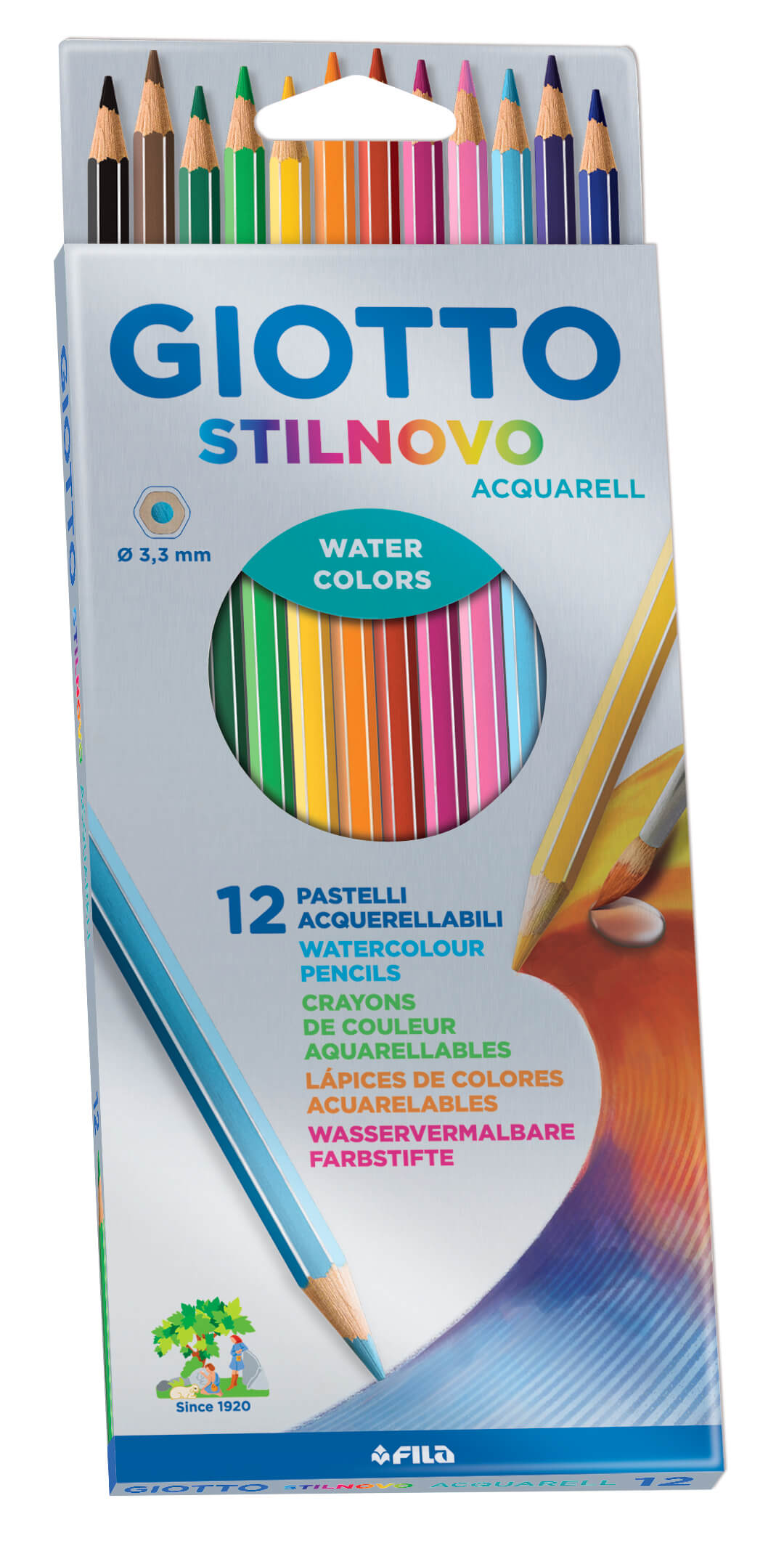 12 עפרונות צבעונים אקוורל  GIOTTO STILNOVO
