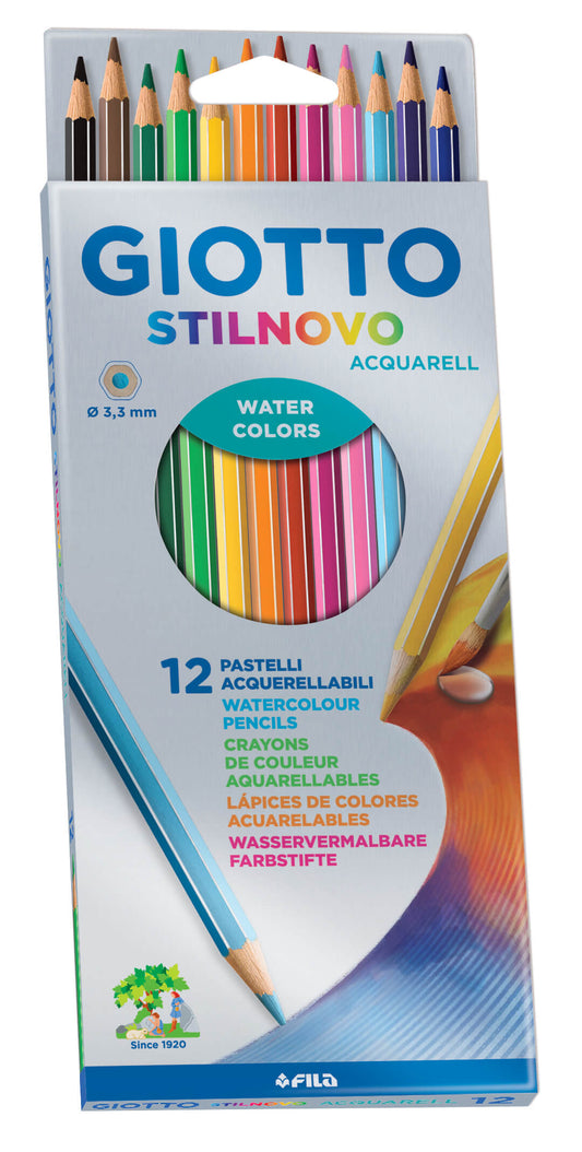 12 עפרונות צבעונים אקוורל  GIOTTO STILNOVO