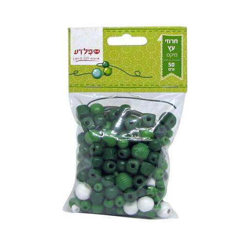 חרוזי עץ גוונים ירוקים
