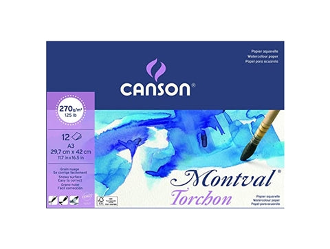 בלוק נייר 29.7/42 ס"מ לצבעי מים 300 גרם Canson montval Torchon