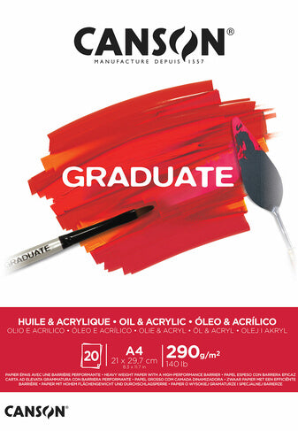 בלוק נייר לצבעי שמן & לצבעים אקריליים CANSON GRADUATE A4