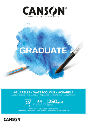 בלוק נייר A4 לצבעי מים 250 גרם Canson GRADUATE