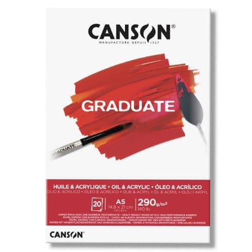 בלוק נייר לצבעי שמן & לצבעים אקריליים CANSON GRADUATE A5
