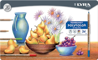 עפרונות צבעונים פוליקולור 36 יחידות קופסת פח -REMBRANDT -LYRA