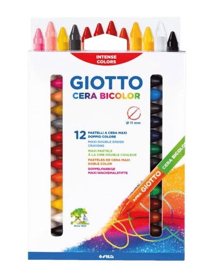 GIOTTO Cera Bicolor צבעי שעווה עבים דו צדדי 12 יח' 24 גוונים