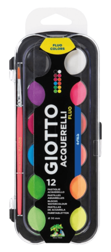 GIOTTO סט צבעי מים זוהרים 12 גוונים 30 מ"מ+מכחול