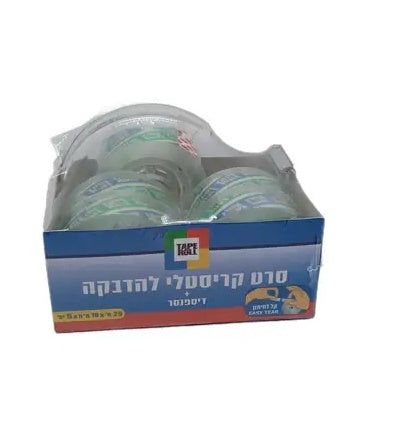 5 יחידות סרט משרדי שקוף סלוטייפ (דביק) + דיספנסר