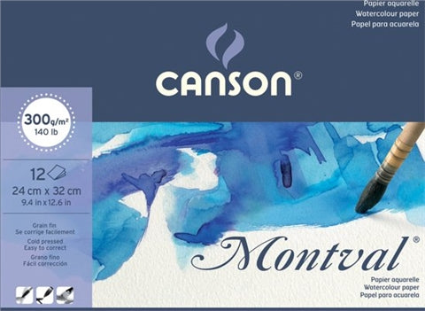 בלוק נייר 24/32 ס"מ לצבעי מים 300 גרם Canson montval