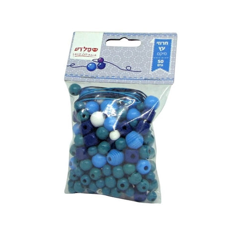 חרוזי עץ גוונים כחול