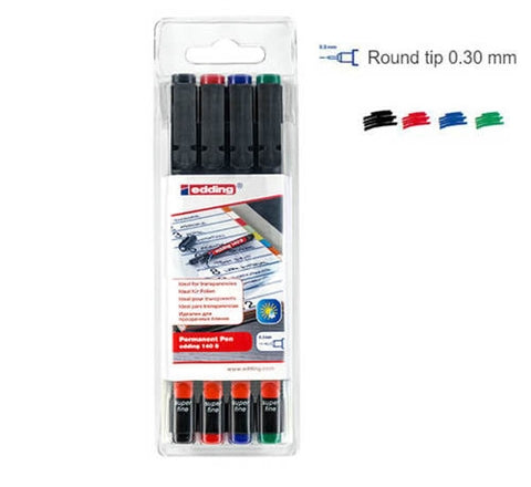 סט 4 טושים לשקפים 0.3 מ"מ edding