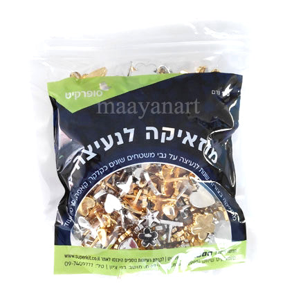 מוזאיקה לנעיצה - פרחים לבבות ועוד כסף וזהב