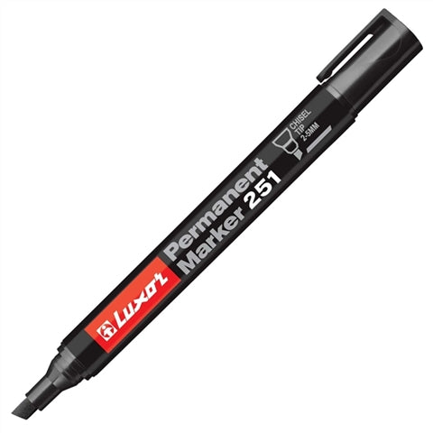 10 טושים קבועים LUXOR 251 ראש קטום צבע שחור