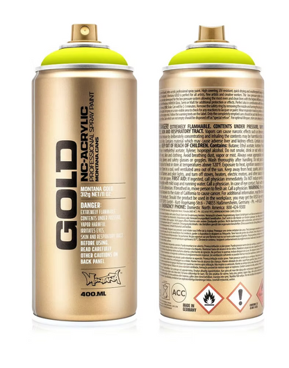 ספריי צבע Montana GOLD 400 מ"ל - F1000 Flash Yellow (צהוב בזק)