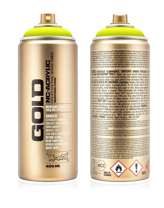 ספריי צבע Montana GOLD 400 מ"ל - F1000 Shock Yellow (צהוב בזק)